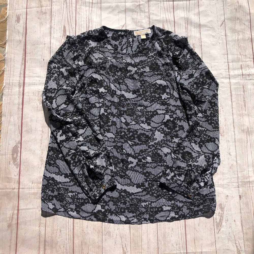 Michael By Michael Kors Lace Print Blouse Large